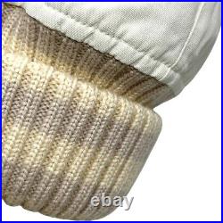 CHANEL Sport Vintage CC Logo Beanie Cap #M Knit Hat Cotton Ivory RankAB+