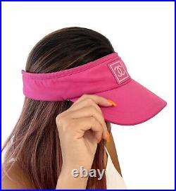 CHANEL Sport Vintage CC Logo Sun Visor Hat Cap Pink Nylon Rank AB