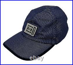 CHANEL Sport Vintage Coco Mark Logo Mesh Cap Hat Accessories Dark Blue RankAB