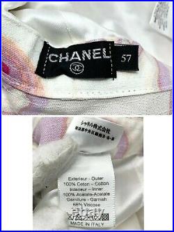 CHANEL Vintage Coco Mark Hat Fashion Accessory Flower #57 White Pink RankA