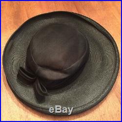 CHRISTIAN DIOR VINTAGE BLACK Designer Elegant Woven Mesh Bow Lightweight HAT