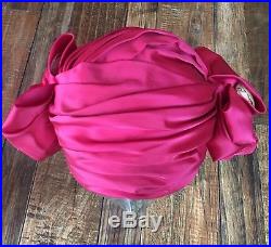CHRISTIAN DIOR Vtg 50s 60s STUNNING PINK SATIN Minnie Mouse HAT Cloche 7/22