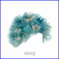 CHRISTIAN DIOR c. 1960s Floral Silk Velvet Ribbon Ruffle Flower Pot Cloche Hat
