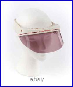 COURREGES c. 1970s Purple White Signature Logo Ski Face Shield Visor Hat Goggles