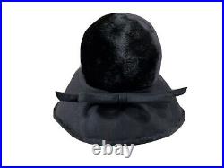 Cesare Canessa Black Velvet Fur Hat Vintage Made in Italy