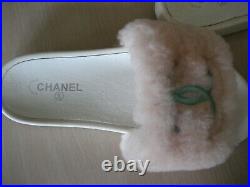 Chanel Made In Italy Pink Fuzzy Slides Size Medium