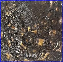 Charming Original 1920s Horsehair Cloche, Black Conjoined Circles, Dots, Medium