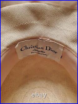 Christian Dior CHAPEAU Light Pink Garden Party Hat withOriginal Pink Box 1960s Vtg