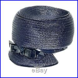 Christian Dior Chapeaux Navy Patent Vintage Modern Hat Beautiful Excellent Cond
