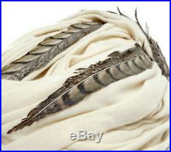 Christian Dior Chapeaux Paris-New York Vintage Ladies Feather Ivory Turban Hat S