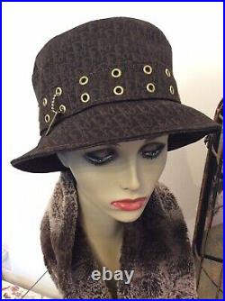 Christian Dior John Galliano Vintage Brown Jacquard Logo Trotter Bucket Hat 58