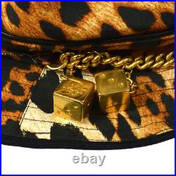 Christian Dior Leopard Pattern Hat Beige #58 Cotton Vintage Authentic AK31562e