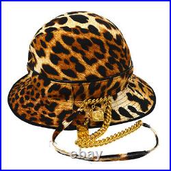 Christian Dior Leopard Pattern Hat Brown #58 Cotton Vintage Authentic AK31551i