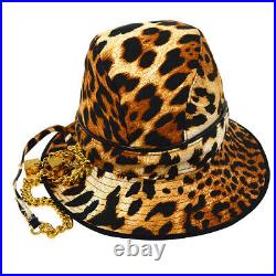 Christian Dior Leopard Pattern Hat Brown #58 Cotton Vintage Authentic AK31551i