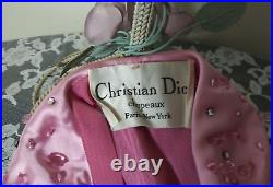 Christian Dior Mid Century Chapeaux Ladie Hat. Rhinestones, pearls, beads