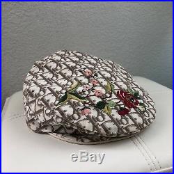 Christian Dior Monogram Trotter Logo Embroidery Flower Paper Boy Beret Hat