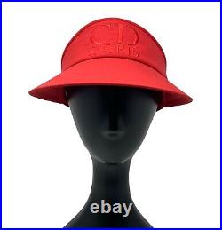 Christian Dior Sport Vintage Logo Visor Hat Accessory Red Wool Polyester RankAB+