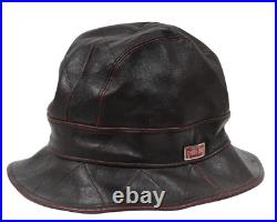 Christian Dior Vintage 2000 Logo Bucket Hat 58 L Burgundy Red Lambskin Leather