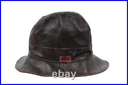 Christian Dior Vintage 2000 Logo Bucket Hat 58 L Burgundy Red Lambskin Leather