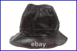 Christian Dior Vintage 2000 Logo Bucket Hat 58 L Burgundy Red Lambskin Leather