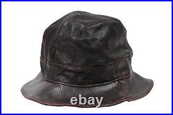 Christian Dior Vintage 2000 Logo Bucket Hat 58 L Burgundy Red Lambskin Leather