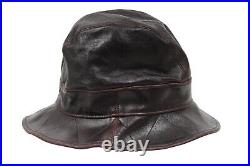 Christian Dior Vintage 2000 Logo Bucket Hat 58 L Burgundy Red Lambskin Leather