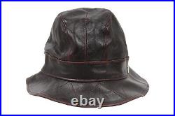 Christian Dior Vintage 2000 Logo Bucket Hat 58 L Burgundy Red Lambskin Leather