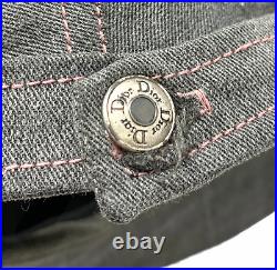 Christian Dior Vintage Logo Black Denim Newsboy Hat Hunting Cap #58 Pink RankAB