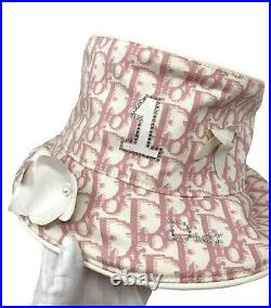 Christian Dior Vintage Trotter Monogram Bijou Logo Bucket Hat #58 Pink RankAB