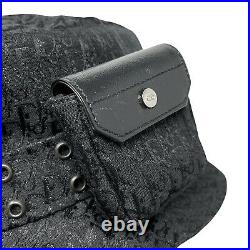 Christian Dior Vintage Trotter Monogram Logo Bucket Hat #58 Black Cotton RankA