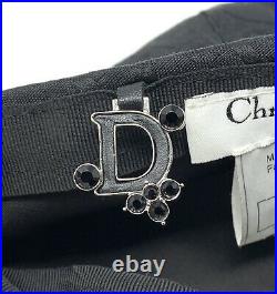 Christian Dior Vintage Trotter Monogram Newsboy Cap Hat Bijou Logo Black RankA
