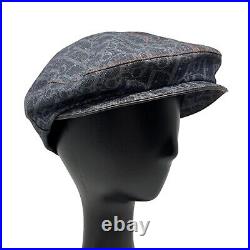 Christian Dior Vintage Trotter Monogram Newsboy Hat Cap #58 Gray Denim Rank AB