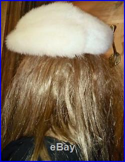 Christian Dior White Mink Woman's Hat Beret 55cm