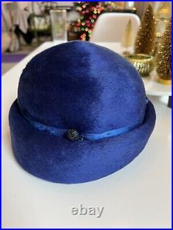 Christian Dior Women's Vintage Navy Fur Hat -Pristine
