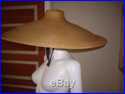Christian Dior vintage straw hat 1950's / 60's beach hat Jacquemus oversized hat