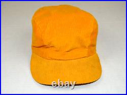 Corduroy Hat VTG 50s Golden Yellow Soft Corduroy Cap Tucked Ear Flap 6 X 6