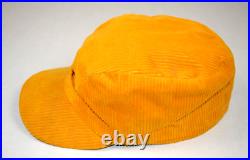 Corduroy Hat VTG 50s Golden Yellow Soft Corduroy Cap Tucked Ear Flap 6 X 6