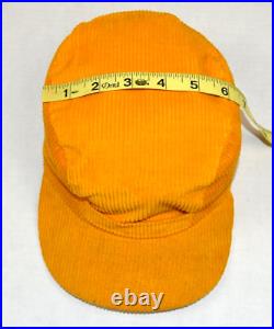 Corduroy Hat VTG 50s Golden Yellow Soft Corduroy Cap Tucked Ear Flap 6 X 6