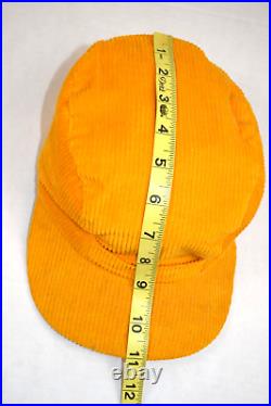 Corduroy Hat VTG 50s Golden Yellow Soft Corduroy Cap Tucked Ear Flap 6 X 6