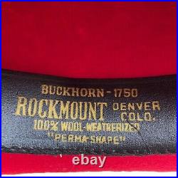 Cowgirl Hat Vintage Rockmount Ranchwear Womens Red Fitted Wide Brim Size 6 7/8