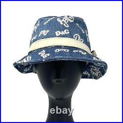 DOLCE&GABBANA Vintage DG Logo Denim Bucket Hat #S Belt Blue White RankAB