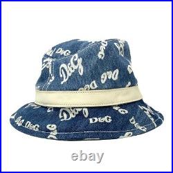 DOLCE&GABBANA Vintage DG Logo Denim Bucket Hat #S Belt Blue White RankAB