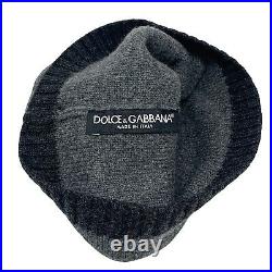 DOLCE&GABBANA Vintage DG Logo Knit Beanie Cashmere Rhinestone Gray RankAB+