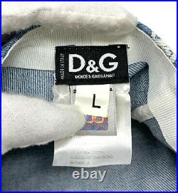 DOLCE&GABBANA Vintage Logo Denim Newsboy Cap Hunting Hat #L Blue White RankAB