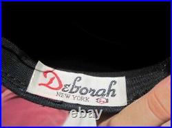 Deborah New York 100% Wool Black Gold Mesh Beaded Leaves Sunday Church Hat USA