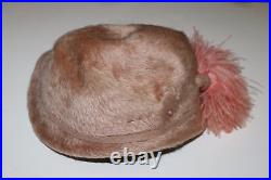 Dolly Madison Original vintage fuzzy felt fur with feather hat