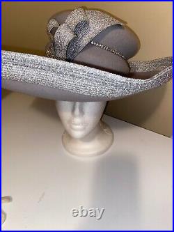 Donna Vinci Couture Exclusive / Lg Statement Silver/Grey Dress Hat
