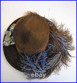 EDWARDIAN LADIES WIDE BRIMMED HATS, c1910, LOT OF 2