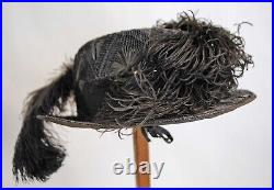 EDWARDIAN LADIES WIDE BRIMMED HATS, c1910, LOT OF 2