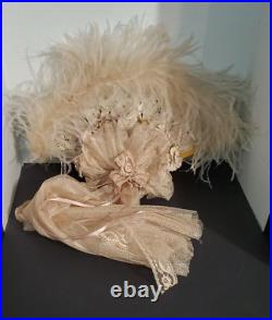ELSIE MASSEY Lady's Victorian Tea Hat- Hand Fan & HAT Box 16/3 Pc Set WHOLESALE
